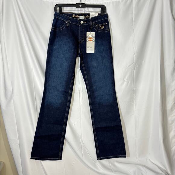Harley-Davidson Women’s Bootcut Jeans Size 2 Blue Denim – Embroidered Logo – NWT - Picture 1 of 8